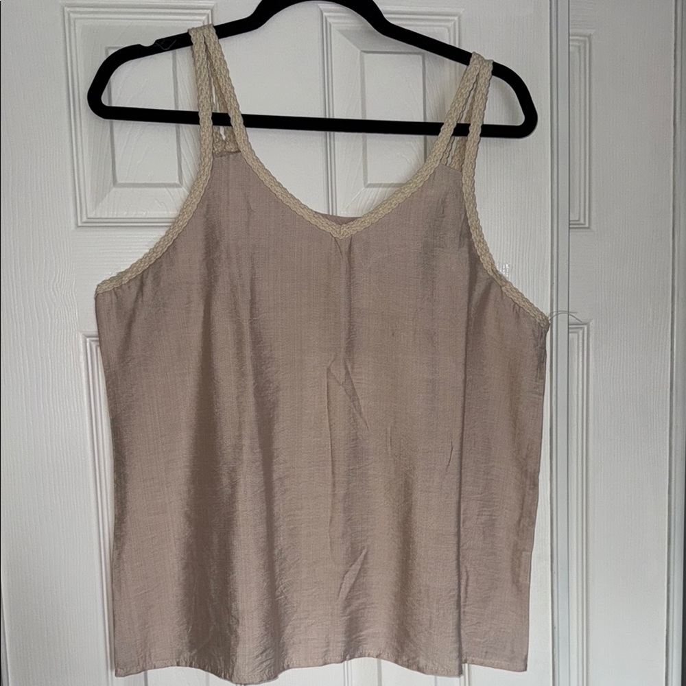 Elegant Beige Lace Trim Women's Top. Brazilian